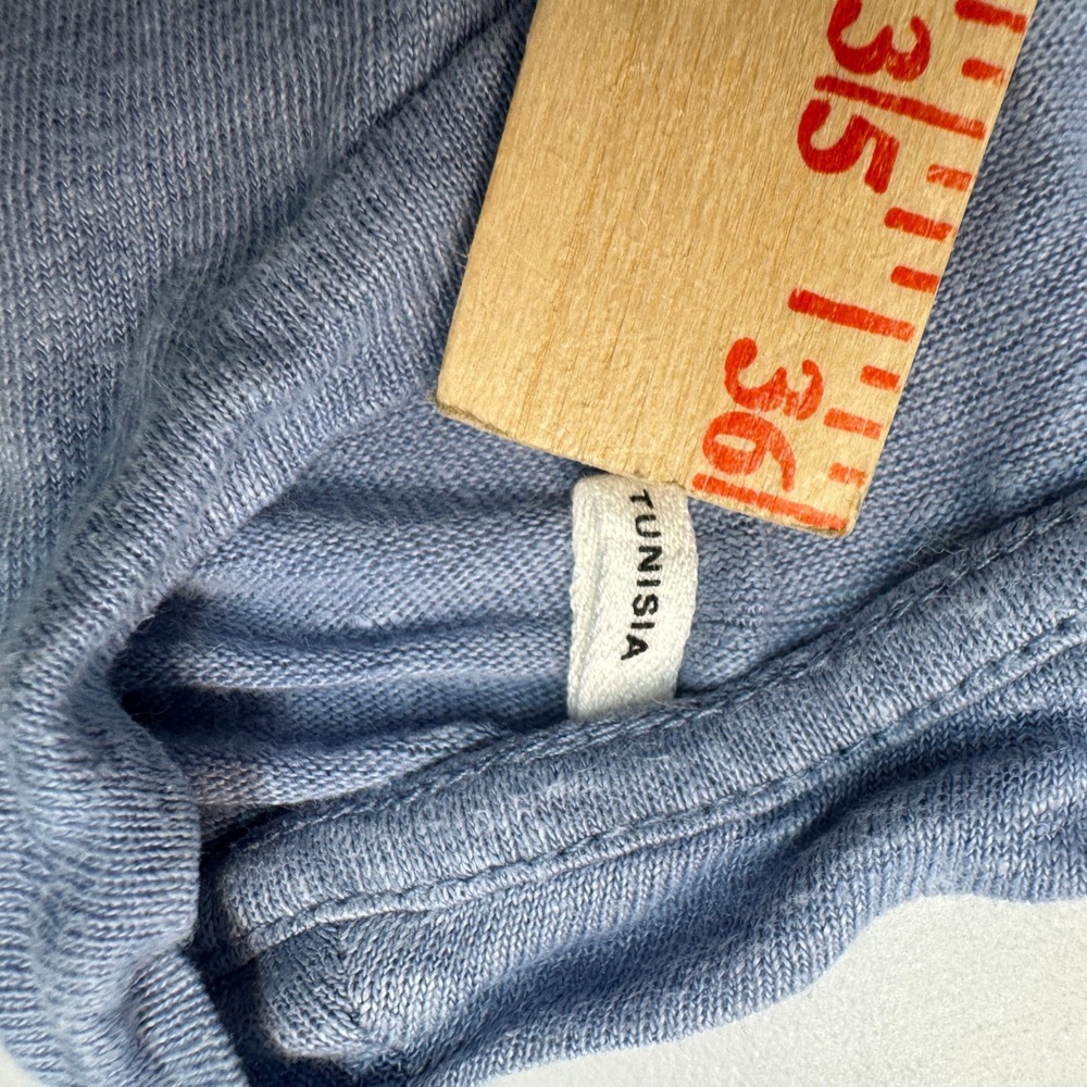 Isabel Marant Etoile Zewel Blue Linen Logo Graphic T-Shirt Metallic Silver Med - Picture 4 of 10